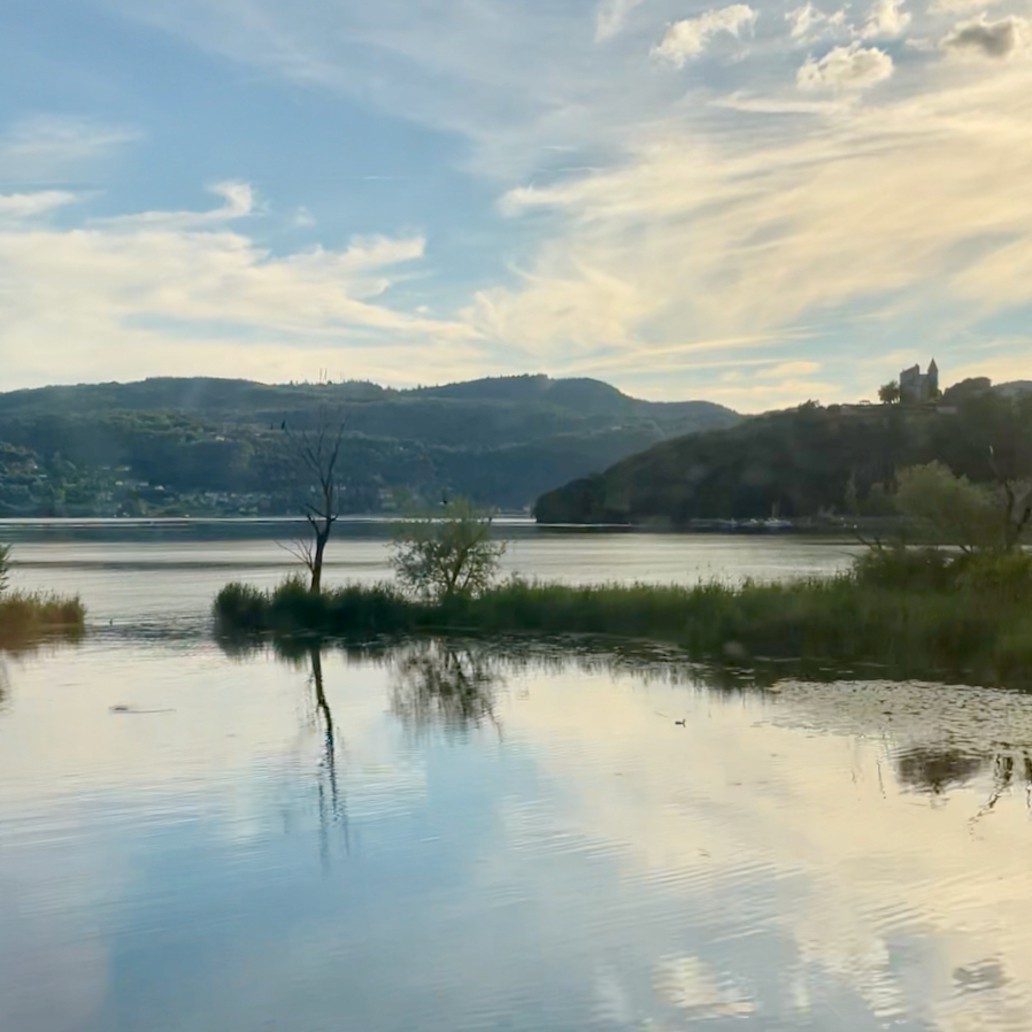 Il lago del Bourget visto dal treno.